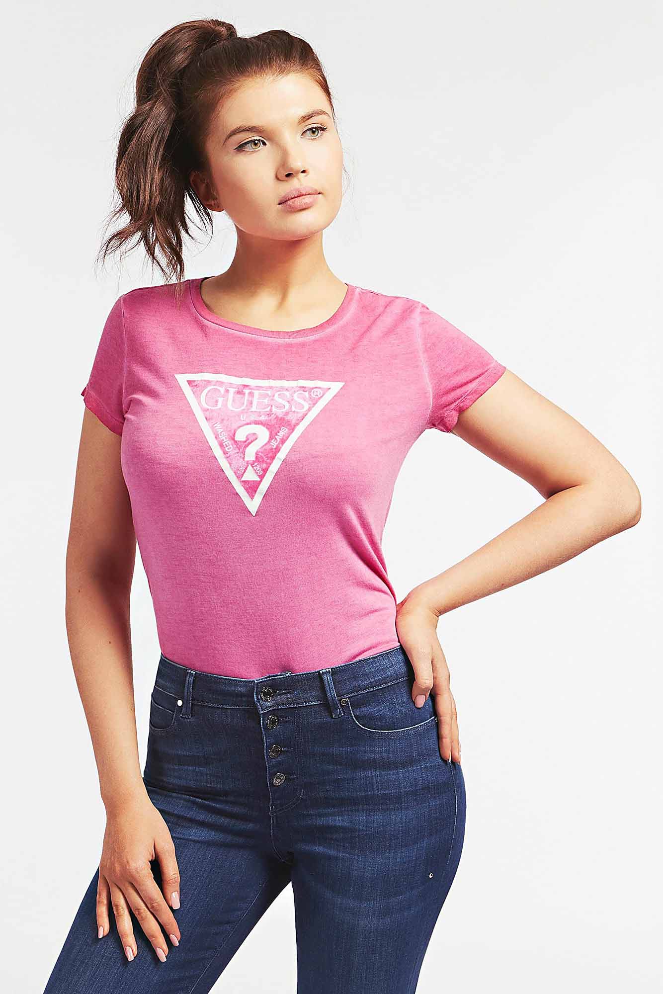doblado suspender Shetland Camiseta de la marca Guess Jeans de color Rosa para mujer