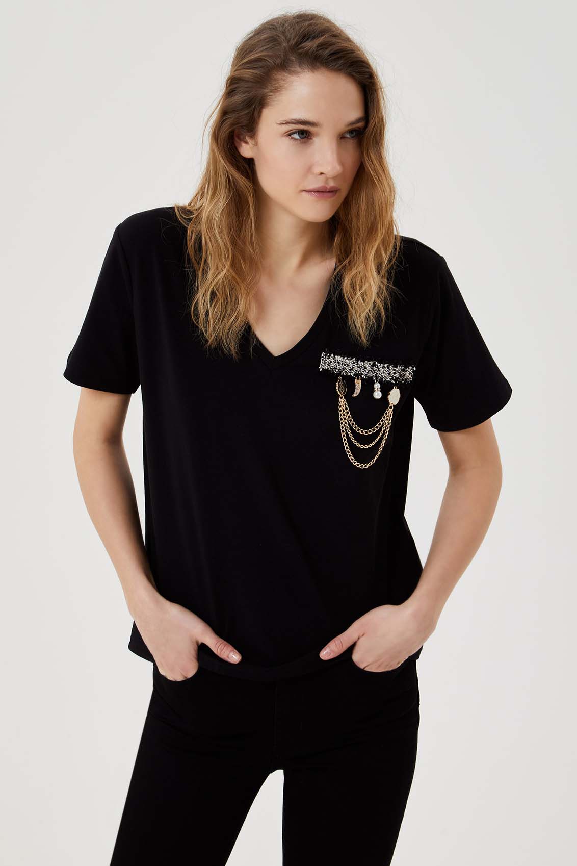 Sentido táctil suma almacenamiento Camiseta de la marca Liu·Jo de color Negro para mujer