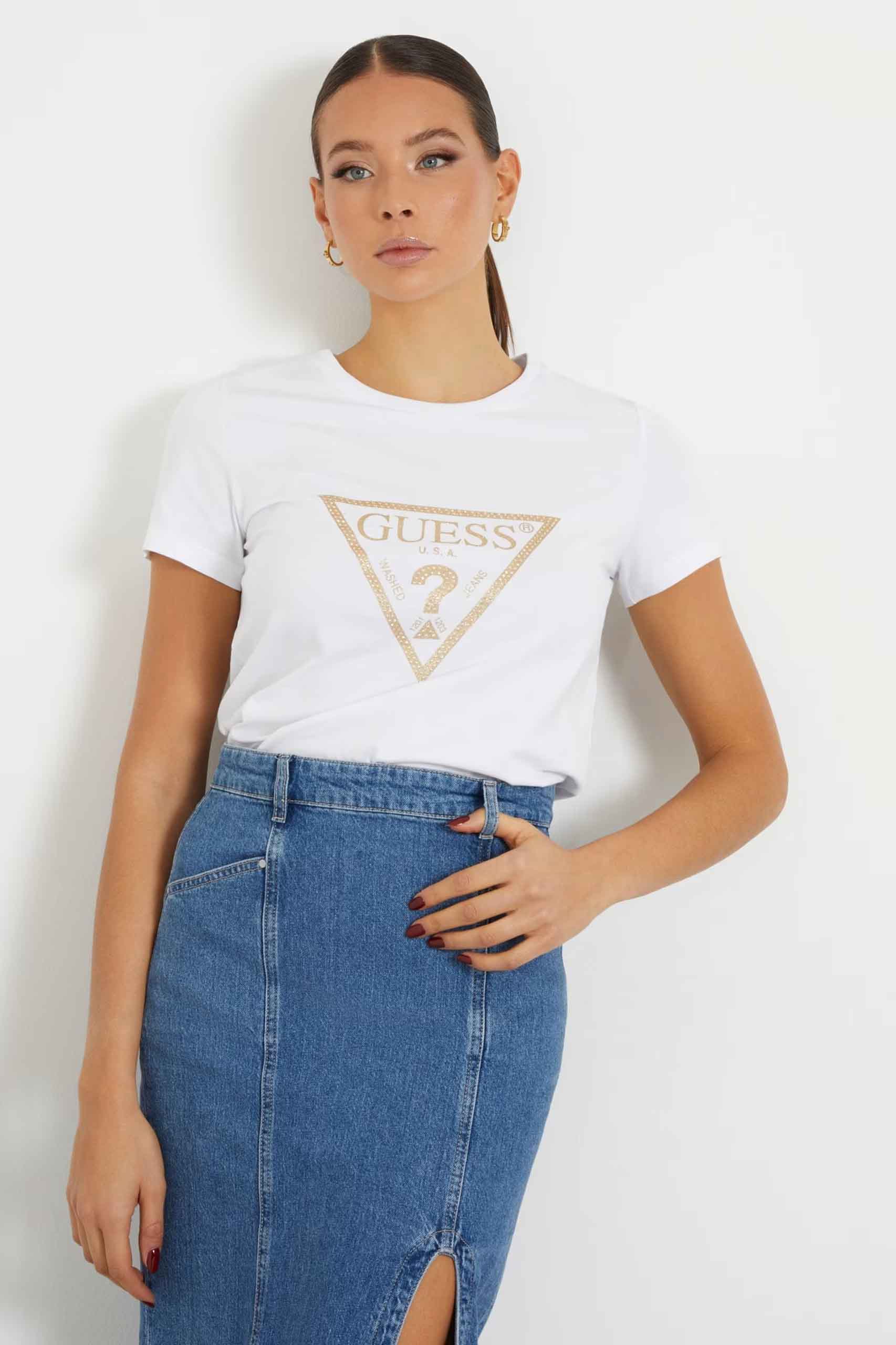 W4RI69J1314 Capa de la marca Guess Jeans Blanco
