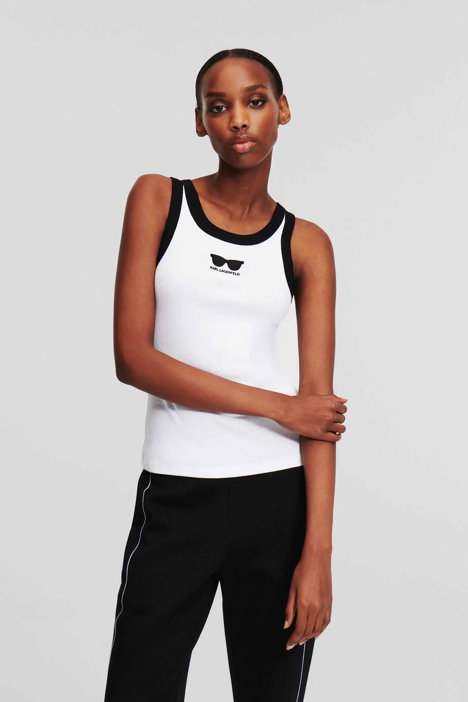245W1719bla Top de la marca Karl Lagerfeld Blanco