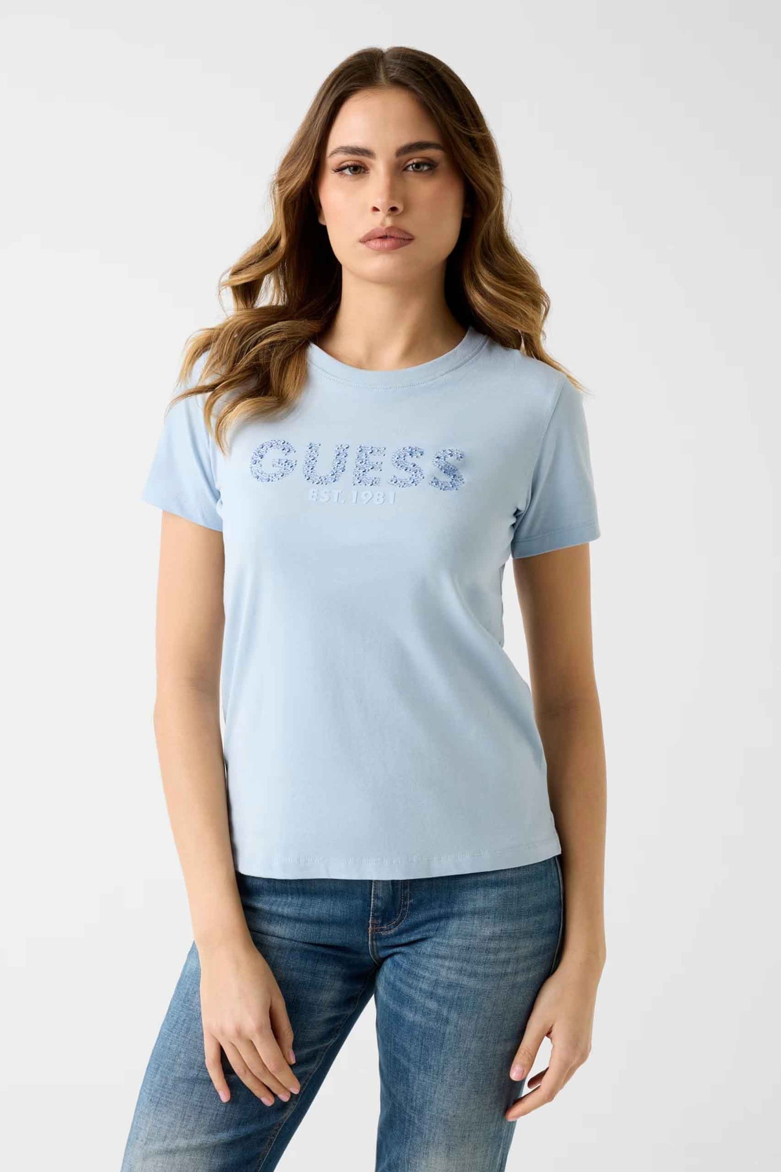 Camiseta de la marca Guess Jeans Celeste